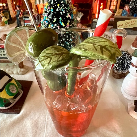 Christmas Glass Bloody Mary Cocktail Ornament Celery Stalk Lime Slice Olives - Picture 7 of 9